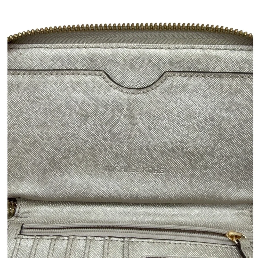 Michael Kors Jet Set Travel Continental Wallet, Pale Gold Glitter, Zip Around
